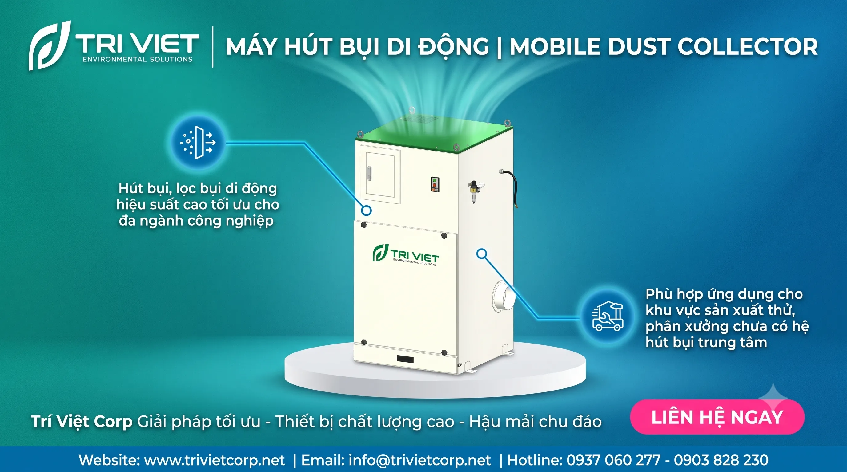 Máy Hút Bụi Di Động Mobile dust collector phù hợp cần hút bụi di chuyển năng động